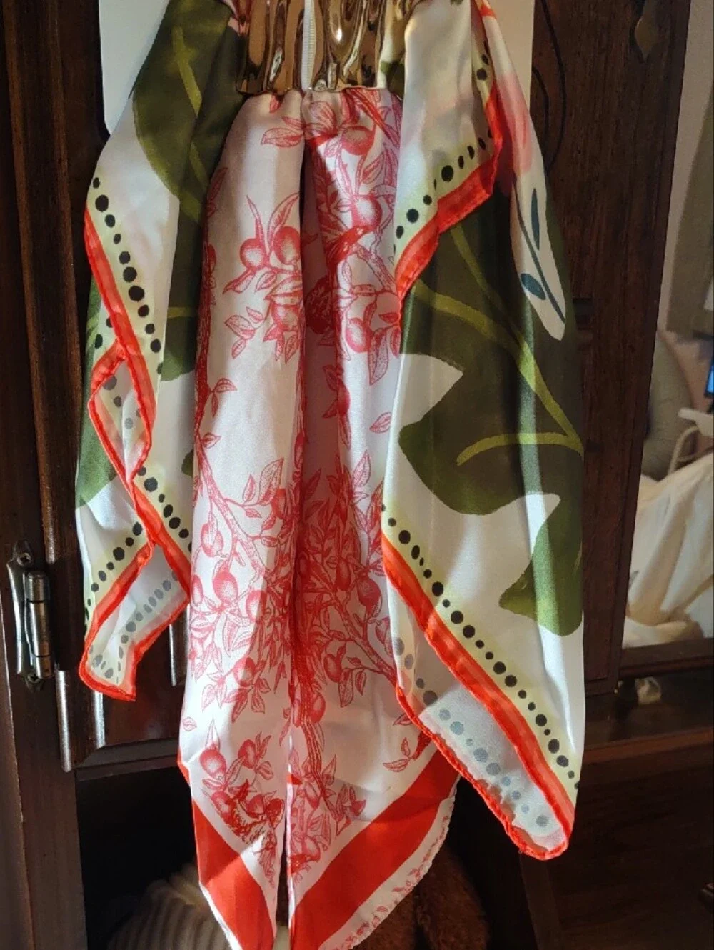 NWTS Rachel Zoe Scarf & Hair Tie Set Tropical Floral Citrus Satin Square Wrap